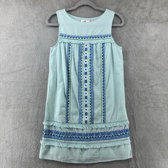 Vineyard Vines Dress Women 0 Crystal Blue Embroidered Shift Boat Neck Short New - Picture 1 of 13